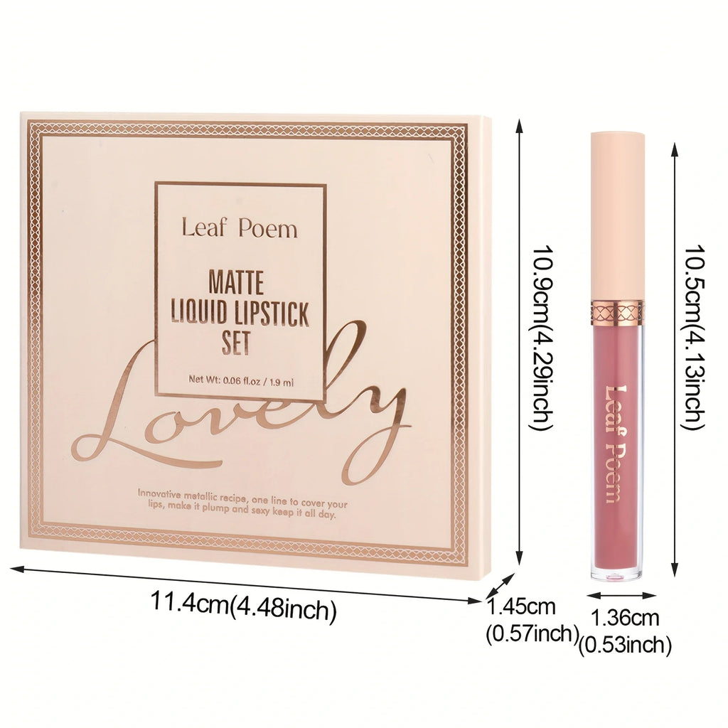 8-Piece Set of Matte Liquid Lipsticks and Lip Glazes - Waterproof, Non-Stick, Long-Lasting Lip Color in Brown, Pink, Purple, and Red Shades, Suitable for Daily Use and Parties